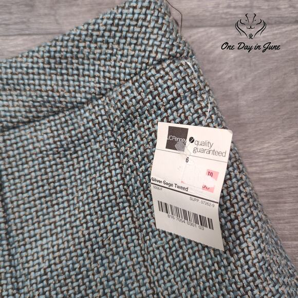 Worthington A Line Silver Sage Tweed Skirt Size 6 - Picture 2 of 5